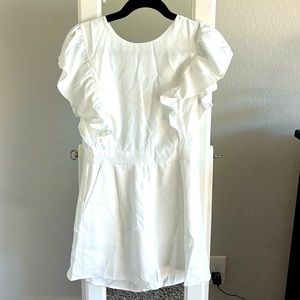 White open back romper